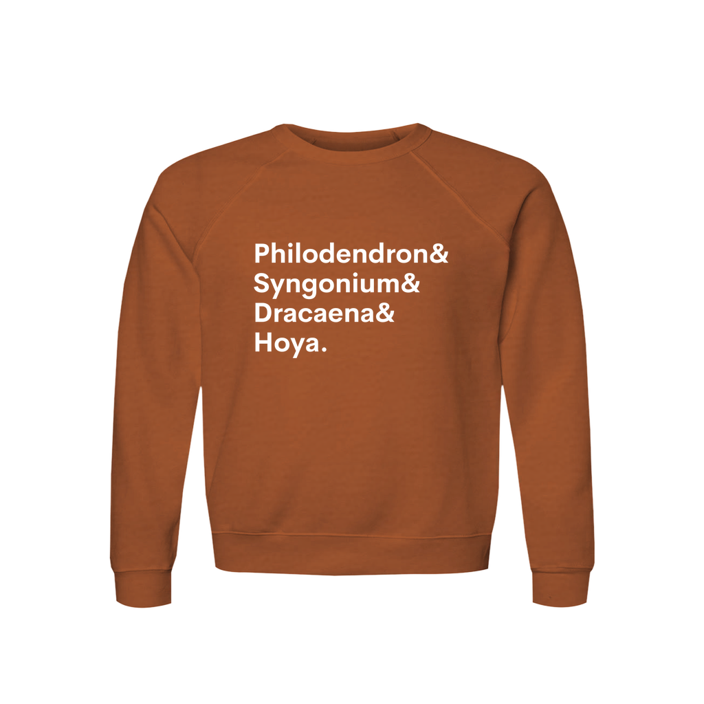 Philodendron, Syngonium, Dracaena & Hoya Plant Lover Sweatshirt – Organic Cotton Raglan