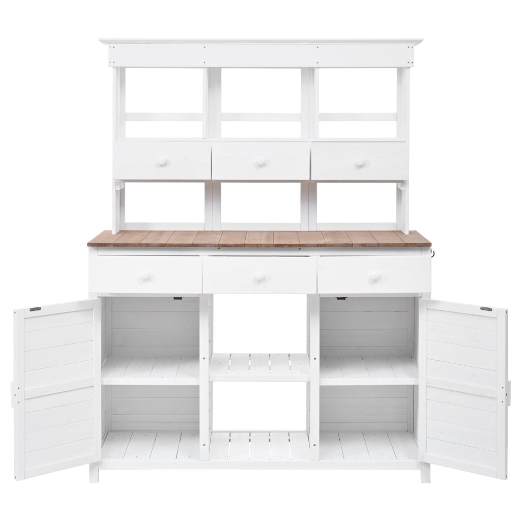 TOPMAX 65.7" Potting Bench with Hutch, 6 Drawers & Cabinets, view 9
