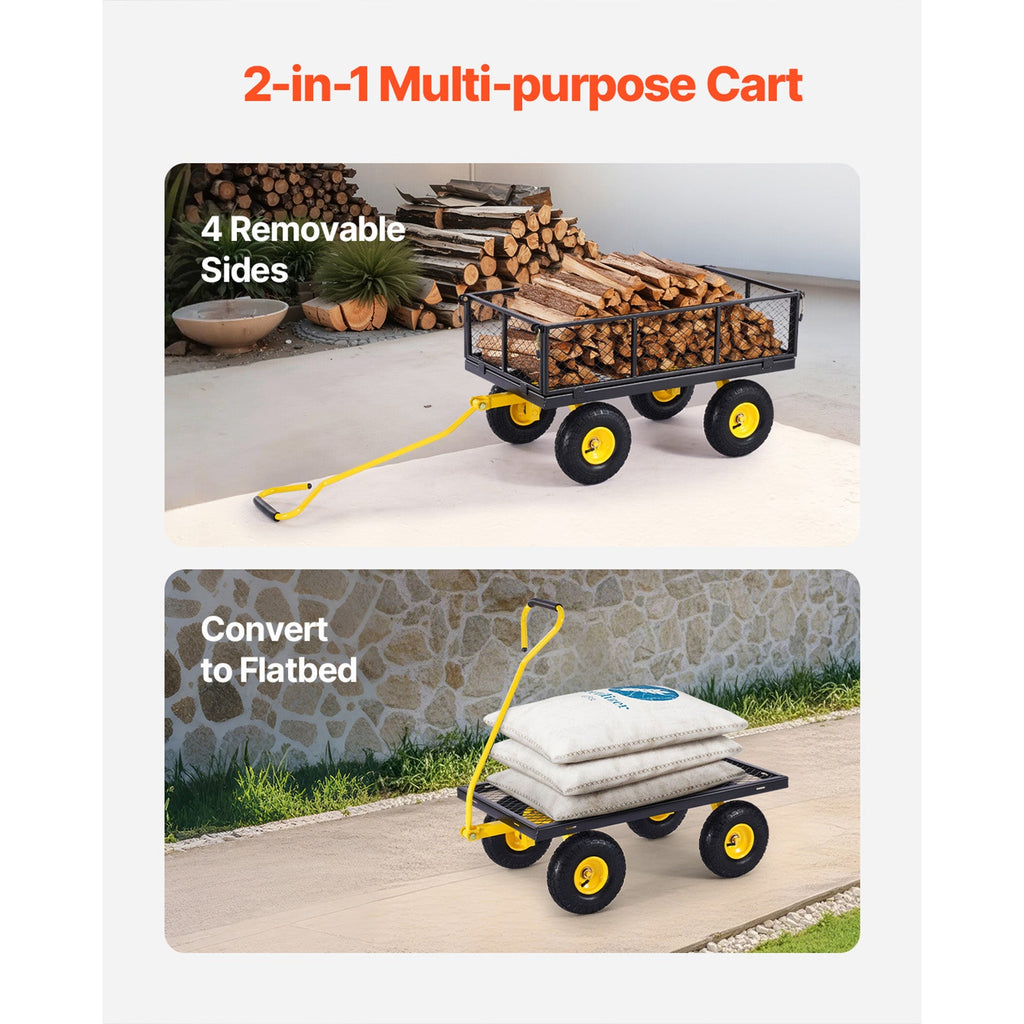 900 Lbs Heavy Duty Steel Garden Cart with Removable Sides - Green, view 5