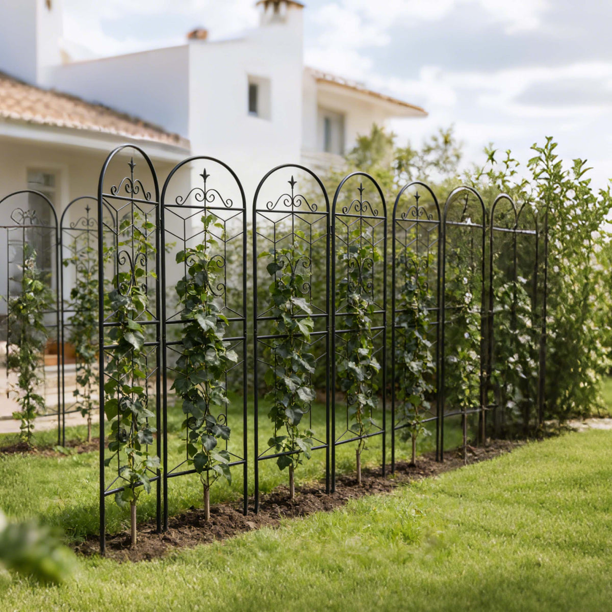 4 Pack Elegant Black Iron Garden Trellis, view 9