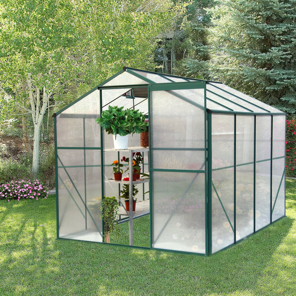 Polycarbonate Greenhouse - 6'x8' Heavy Duty Walk-in Plant Garden Greenhouse, view 8