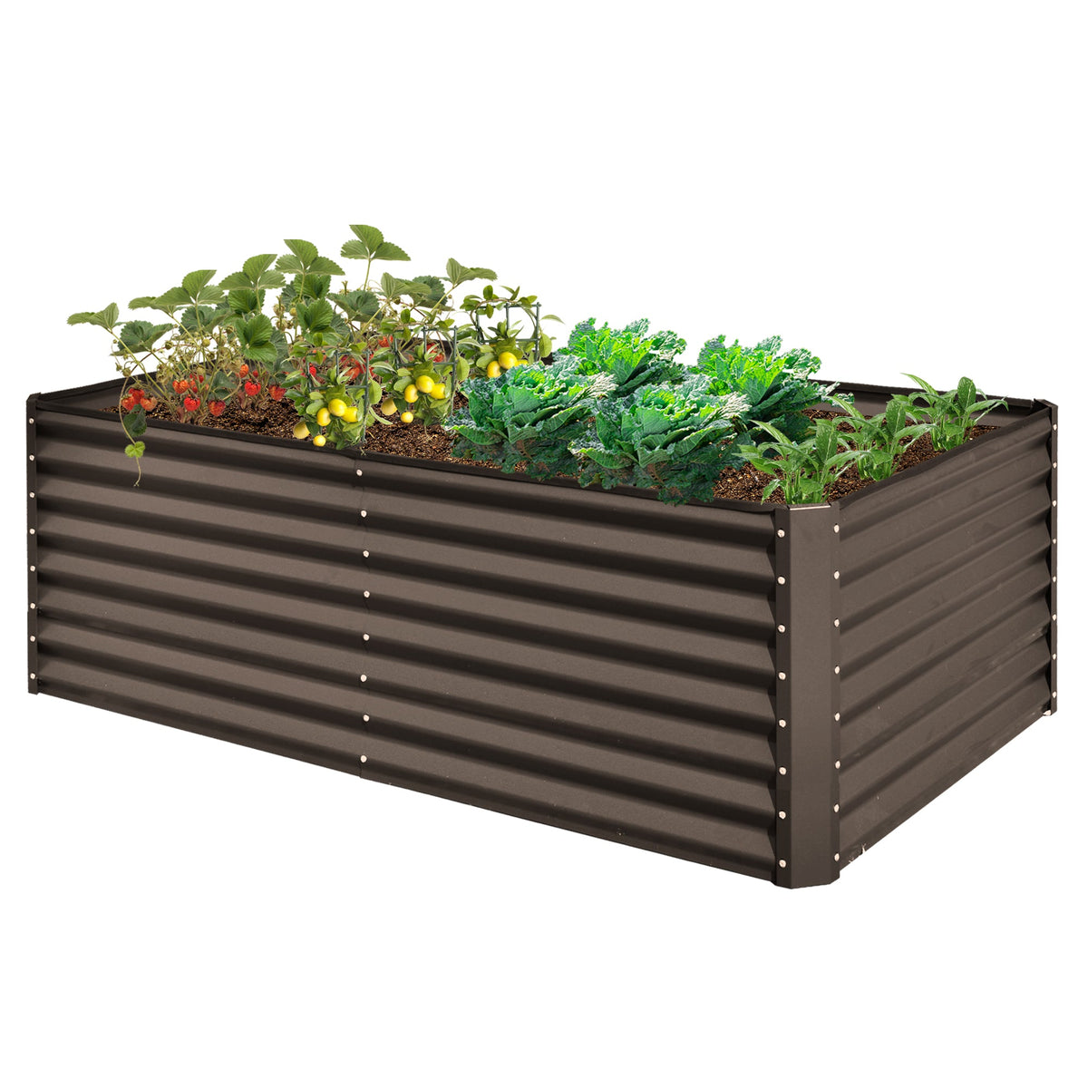 6x3x2ft Galvanized Raised Garden Bed – Brown