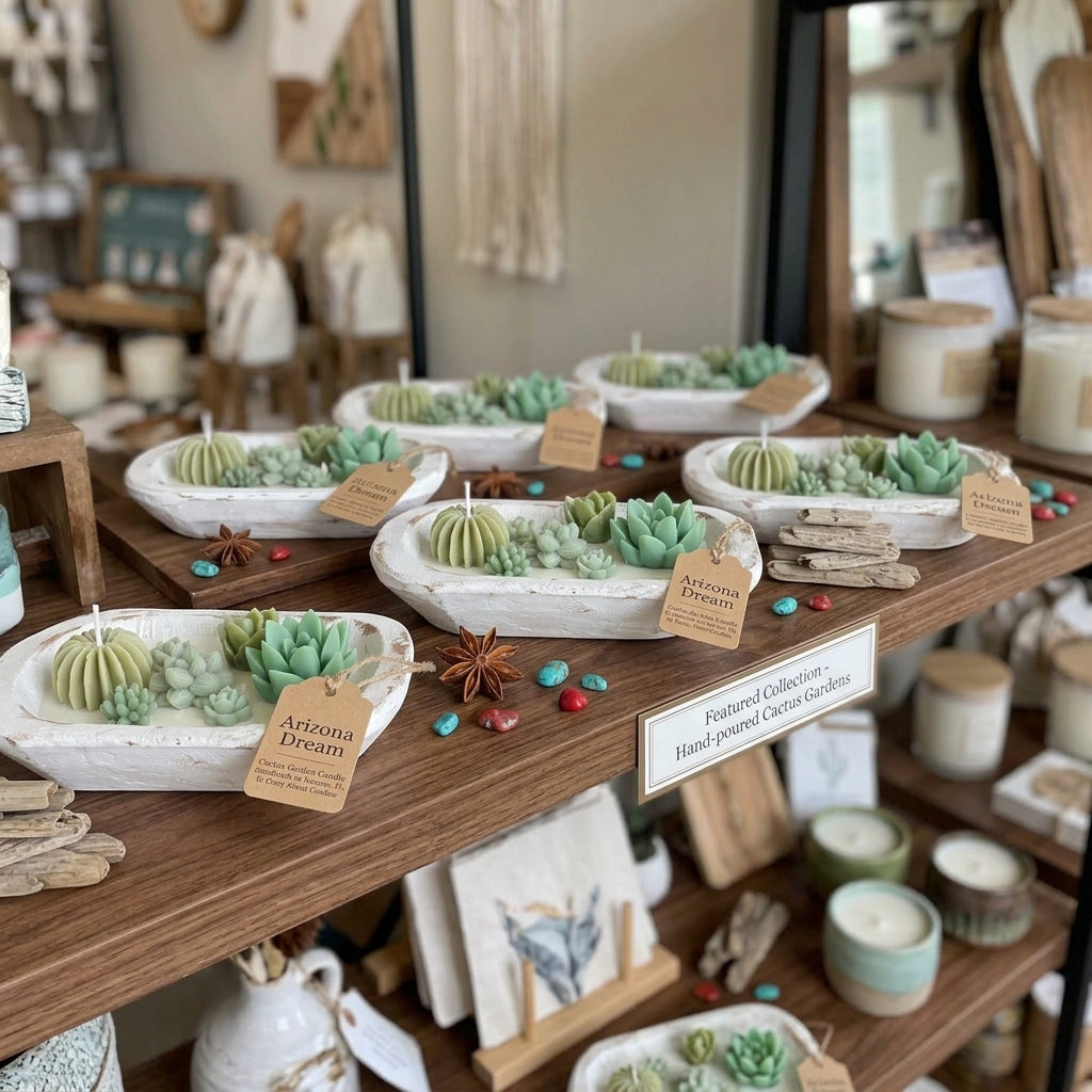 Dough Bowl Candle | Soy Wax Bowl Candle | Cactus Candle, view 5