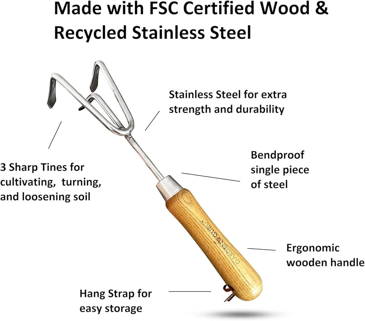 Classic Garden Tool Set - Includes Hand Trowel Transplanter Cultivator, view 4