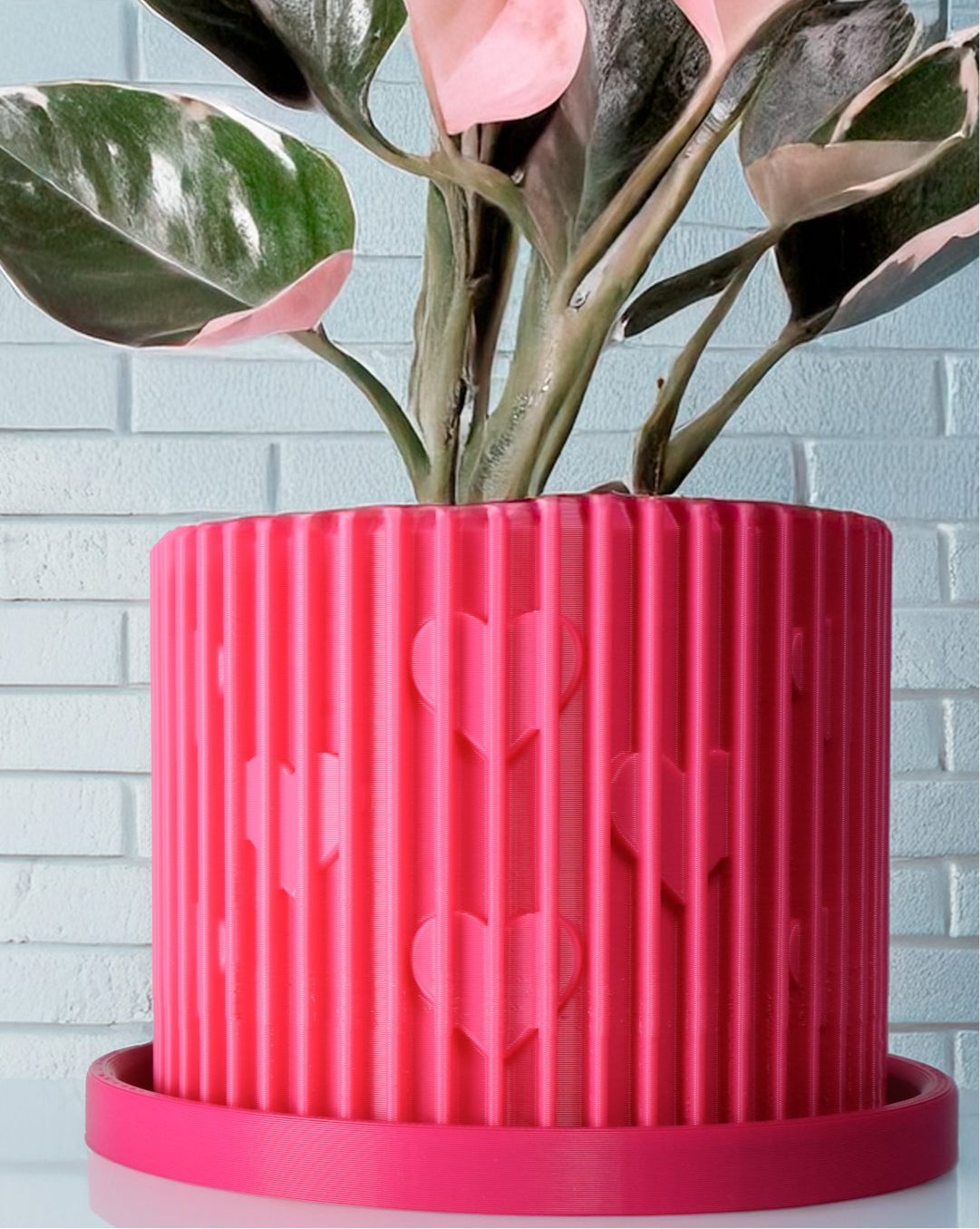 Modern Heart-Shaped Planter with Drainage & Saucer – Unique Valentine’s Day Gift for Plant Lovers, 3d Printed Planter Home Hosting Decor,