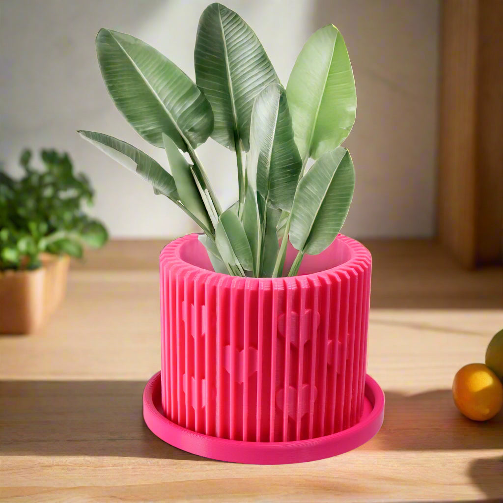 Modern Heart-Shaped Planter with Drainage & Saucer – Unique Valentine’s Day Gift for Plant Lovers, 3d, view 2