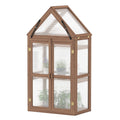 Cold Frame Mini Wooden Greenhouse for Vegetable and Flower-Brown, view 3