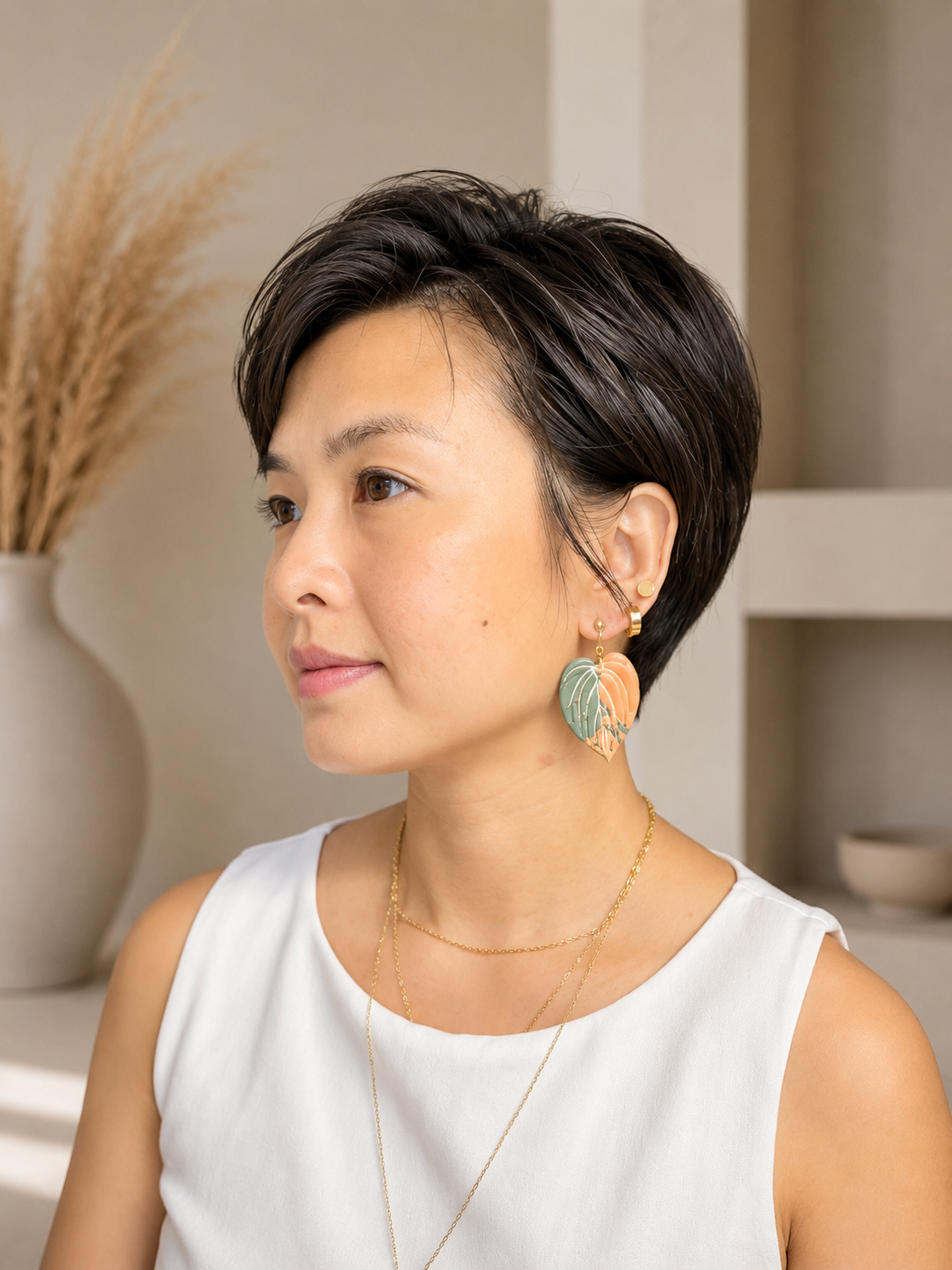 Pink Mican Earrings, view 2