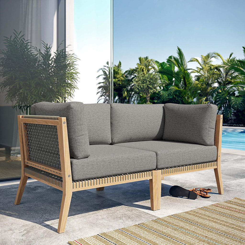 Clearwater Outdoor Patio Teak Wood Loveseat by Modway, view 8