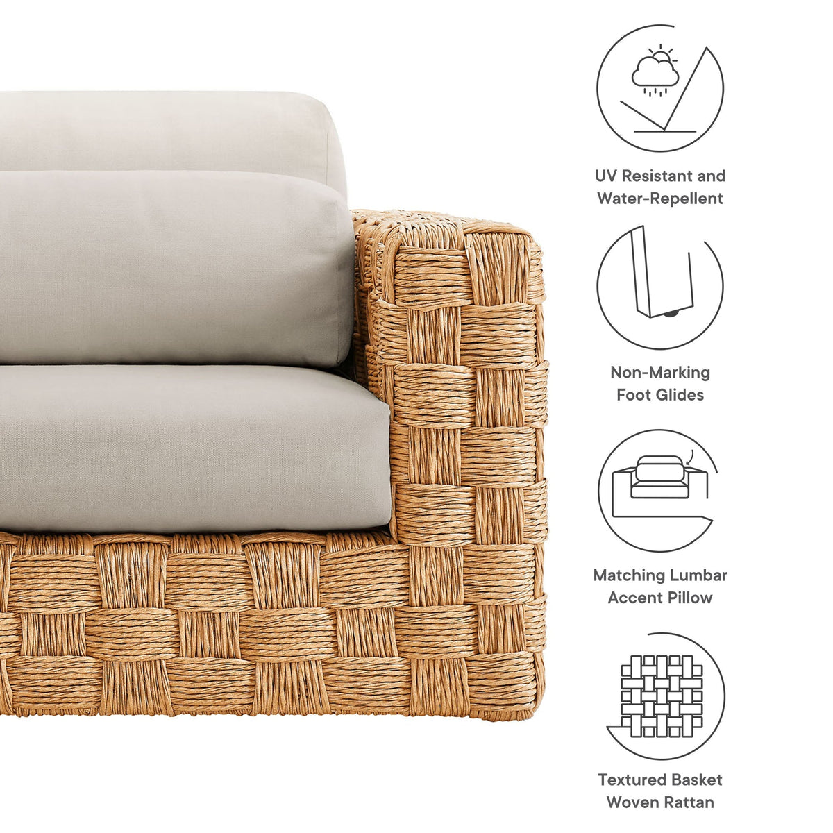 Thames Outdoor Patio Rattan Armchair by Modway, view 3