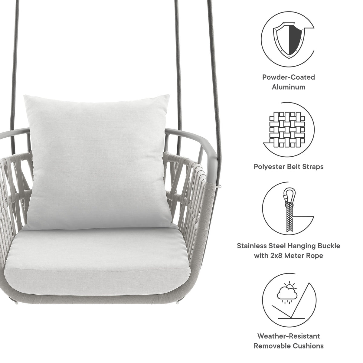 Kaliah Outdoor Patio Aluminum Swing Chair by Modway, view 2