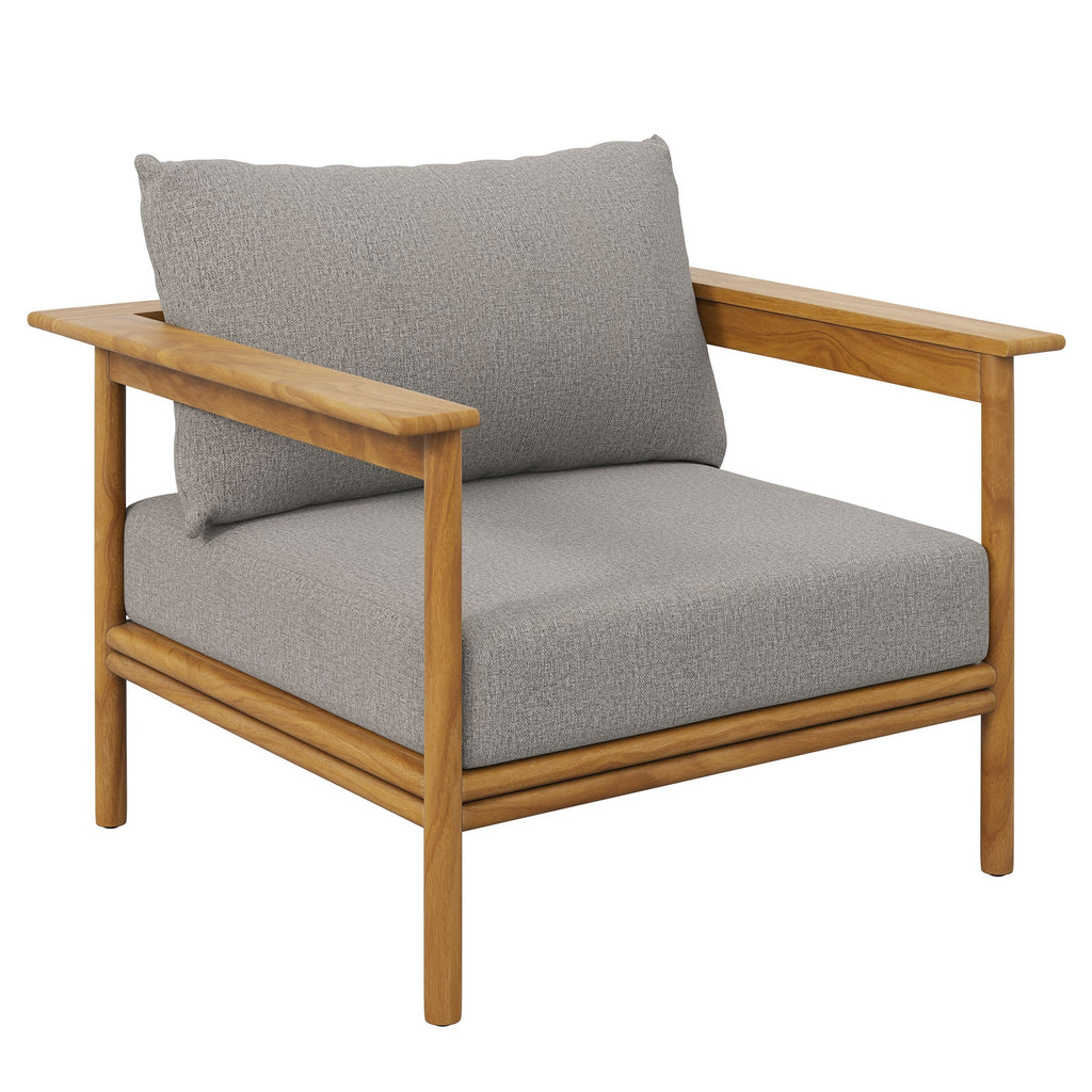 Wren Outdoor Patio Teak Wood Armchair and Ottoman Set by Modway, view 13