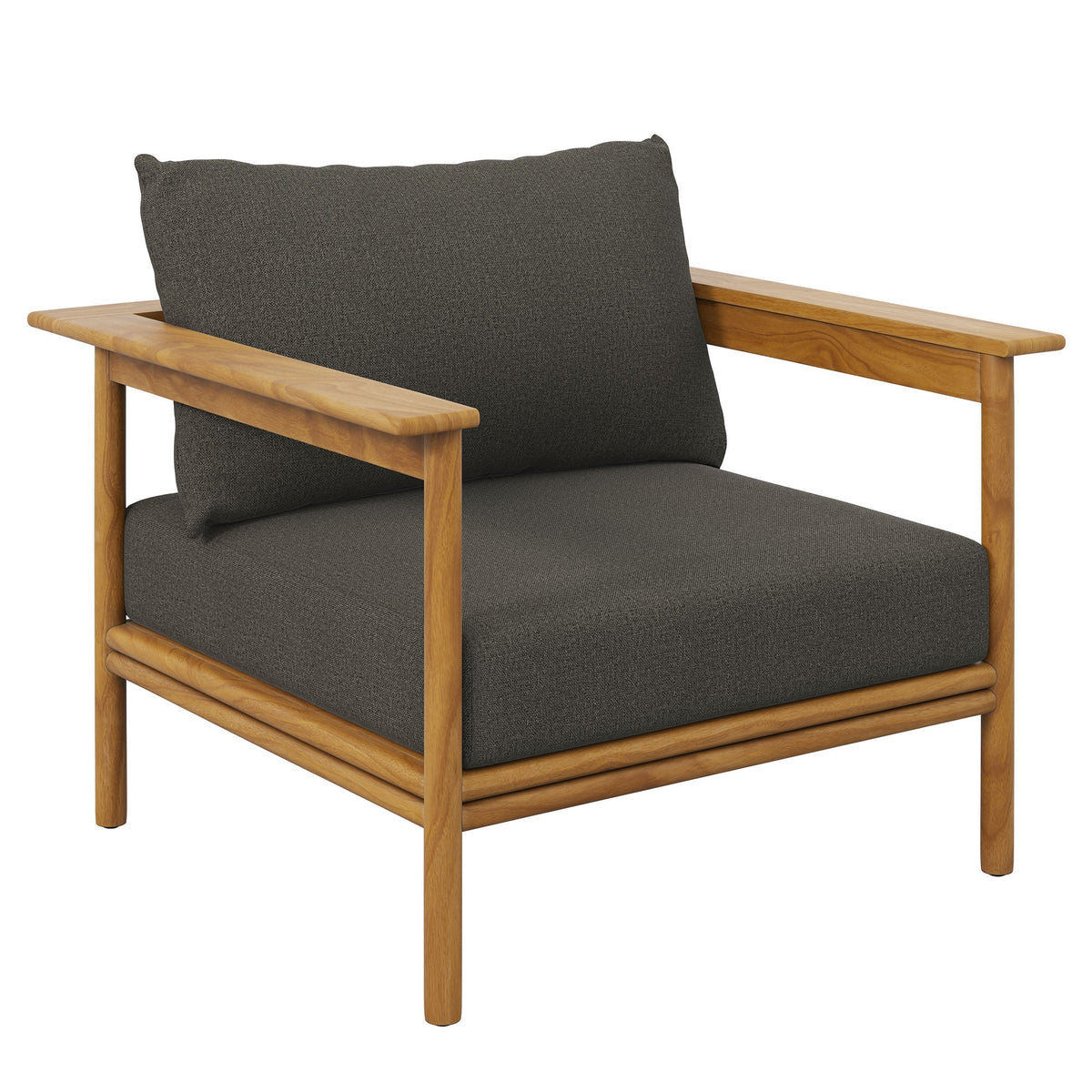 Wren Outdoor Patio Teak Wood Armchair and Ottoman Set by Modway, view 5