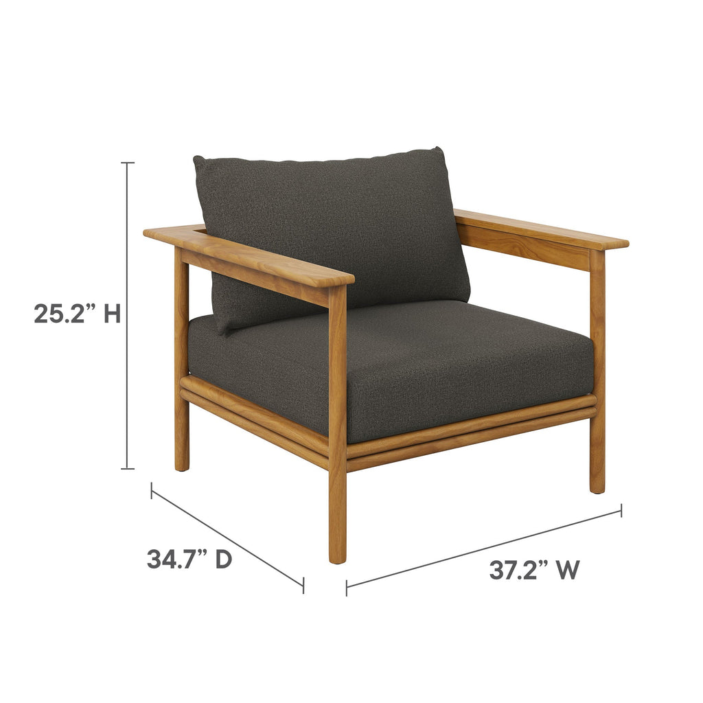 Wren Outdoor Patio Teak Wood Armchair and Ottoman Set by Modway, view 3