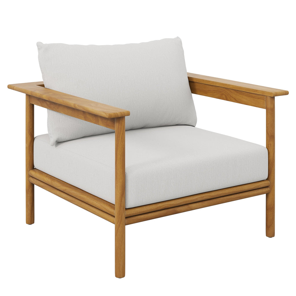 Wren Outdoor Patio Teak Wood Armchair and Ottoman Set by Modway, view 12