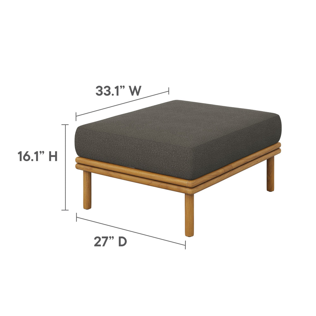 Wren Outdoor Patio Teak Wood Armchair and Ottoman Set by Modway, view 4