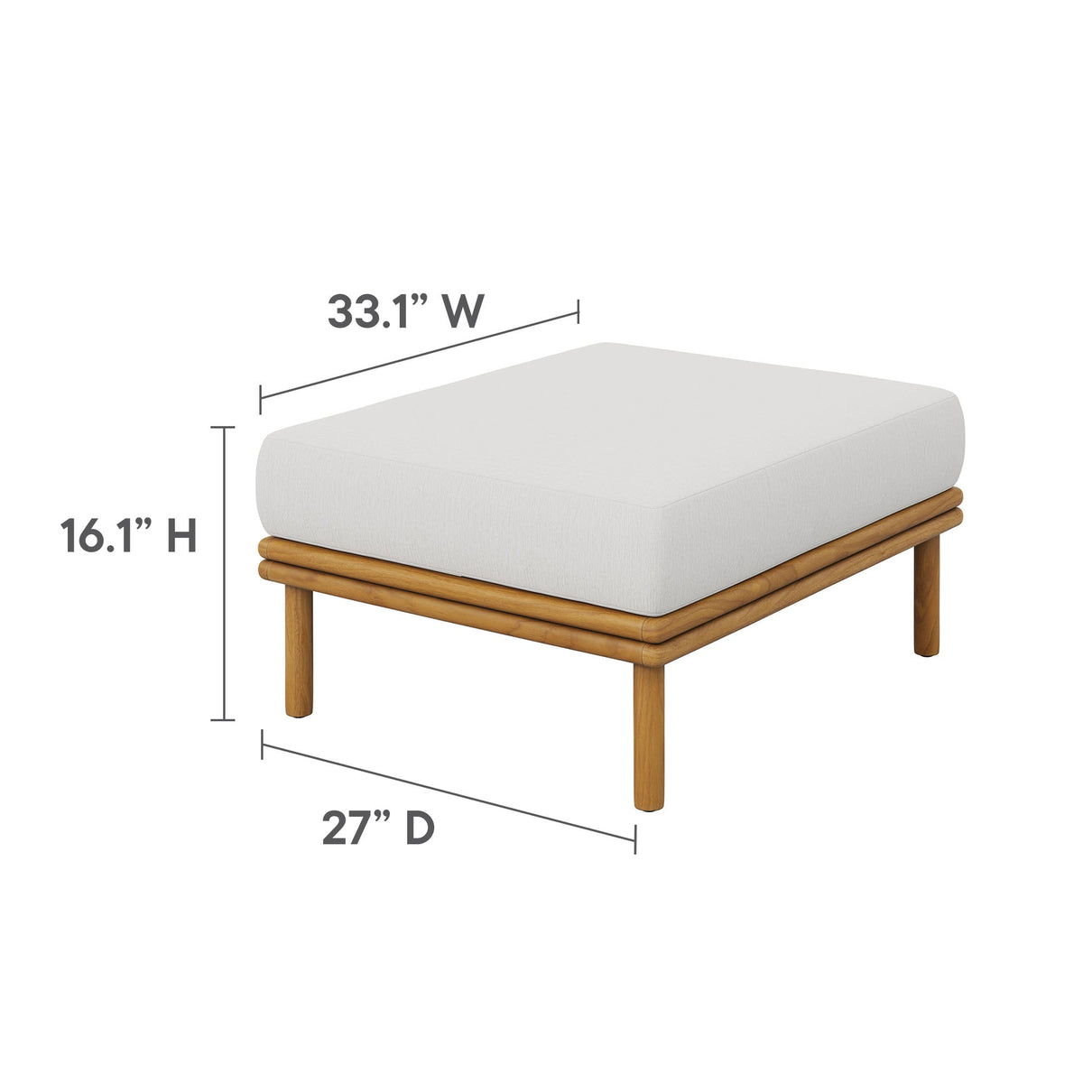Wren Outdoor Patio Teak Wood Armchair and Ottoman Set by Modway, view 14