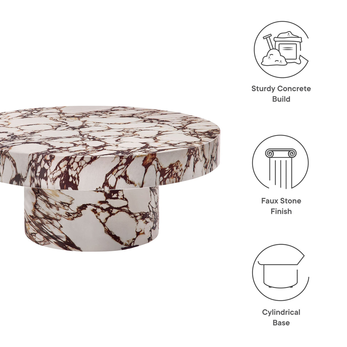Alora Indoor - Outdoor Patio Concrete Round Coffee Table by Modway, view 3