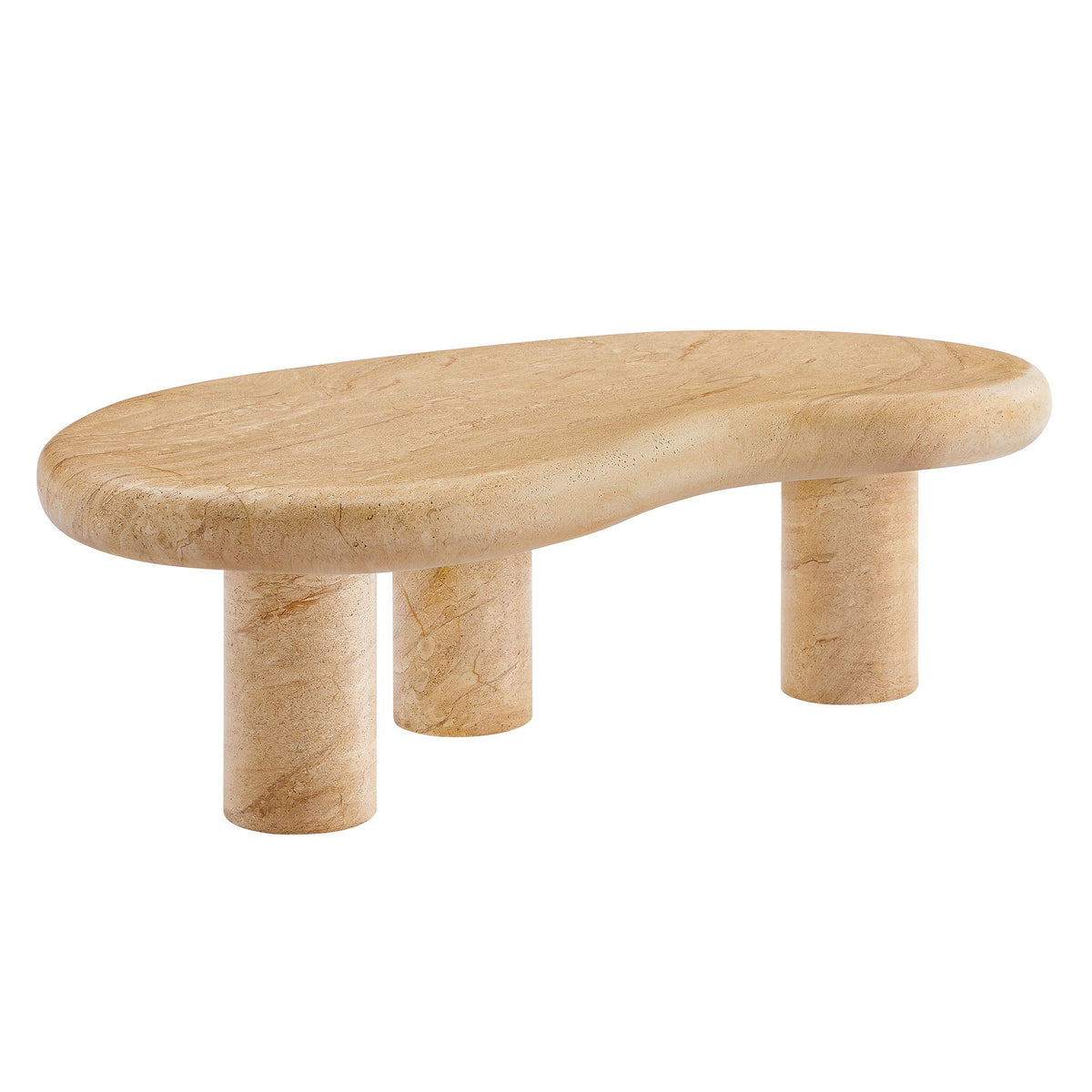 Elowen Indoor Outdoor Patio Textured Faux Travertine Coffee Table