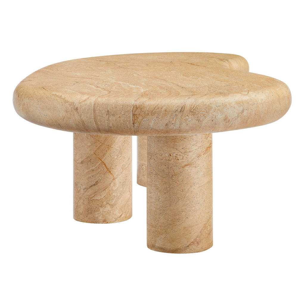 Elowen Indoor Outdoor Patio Textured Faux Travertine Coffee Table, view 5