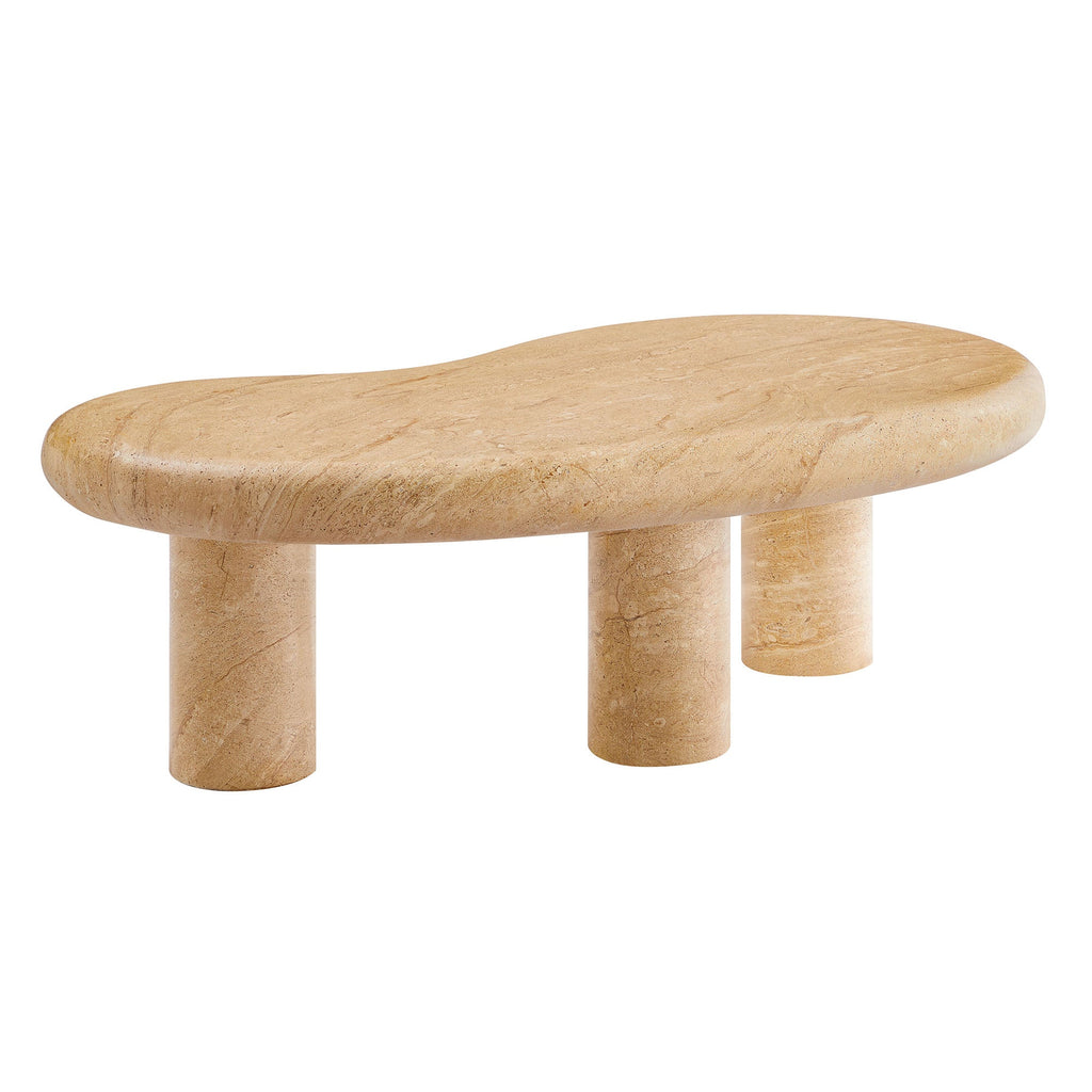 Elowen Indoor Outdoor Patio Textured Faux Travertine Coffee Table, view 6