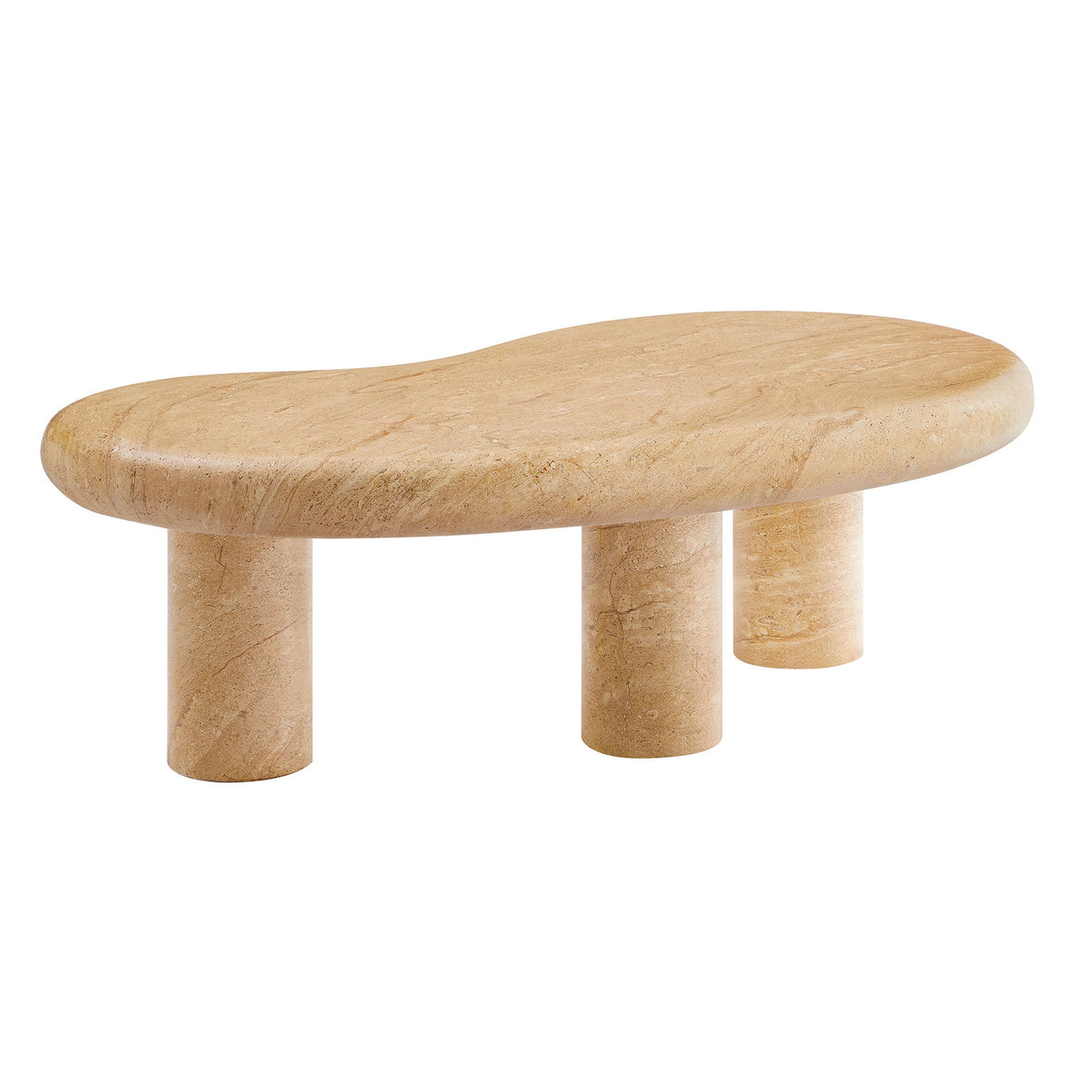Elowen Indoor Outdoor Patio Textured Faux Travertine Coffee Table, view 6