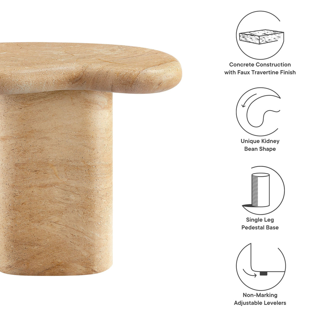 Elowen Indoor Outdoor Patio Textured Faux Travertine Side Table, view 3