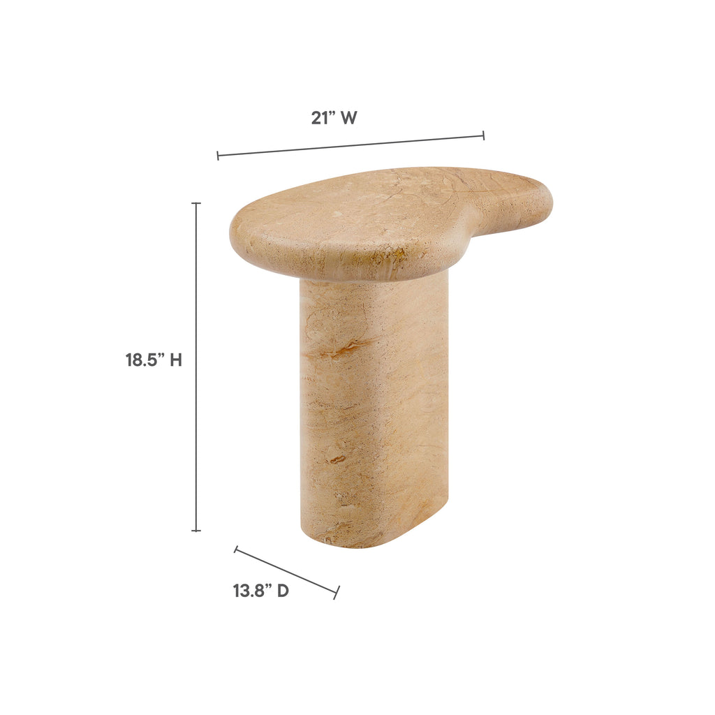 Elowen Indoor Outdoor Patio Textured Faux Travertine Side Table, view 2