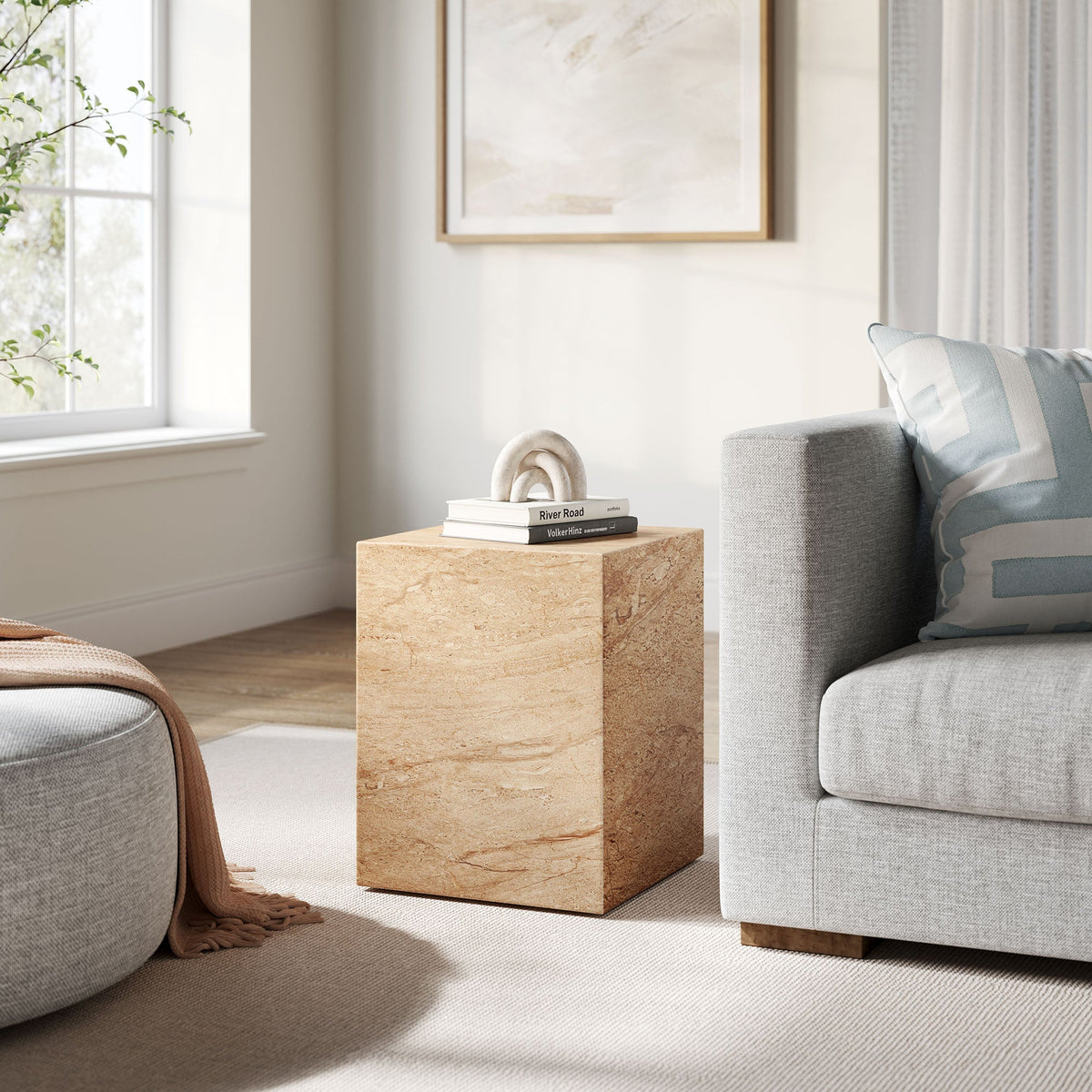 Jordana Square Plinth Indoor - Outdoor Patio Concrete Side Table, view 8