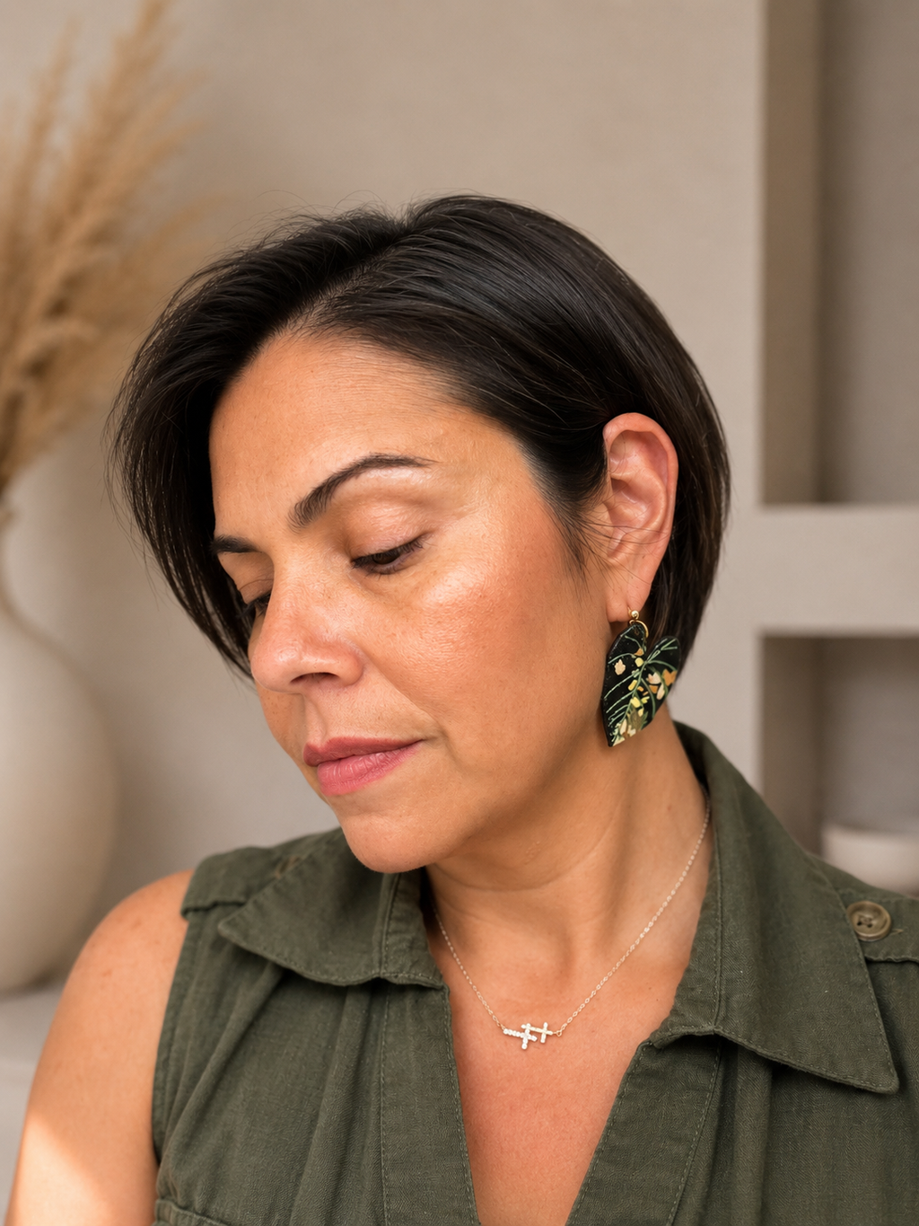 Lava Maharani Alocasia Earrings, view 3