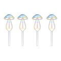4Pcs Clear Glass Plant Watering Globes Iridescent Rainbow Gradient Mushroom Self-Watering Container Plant