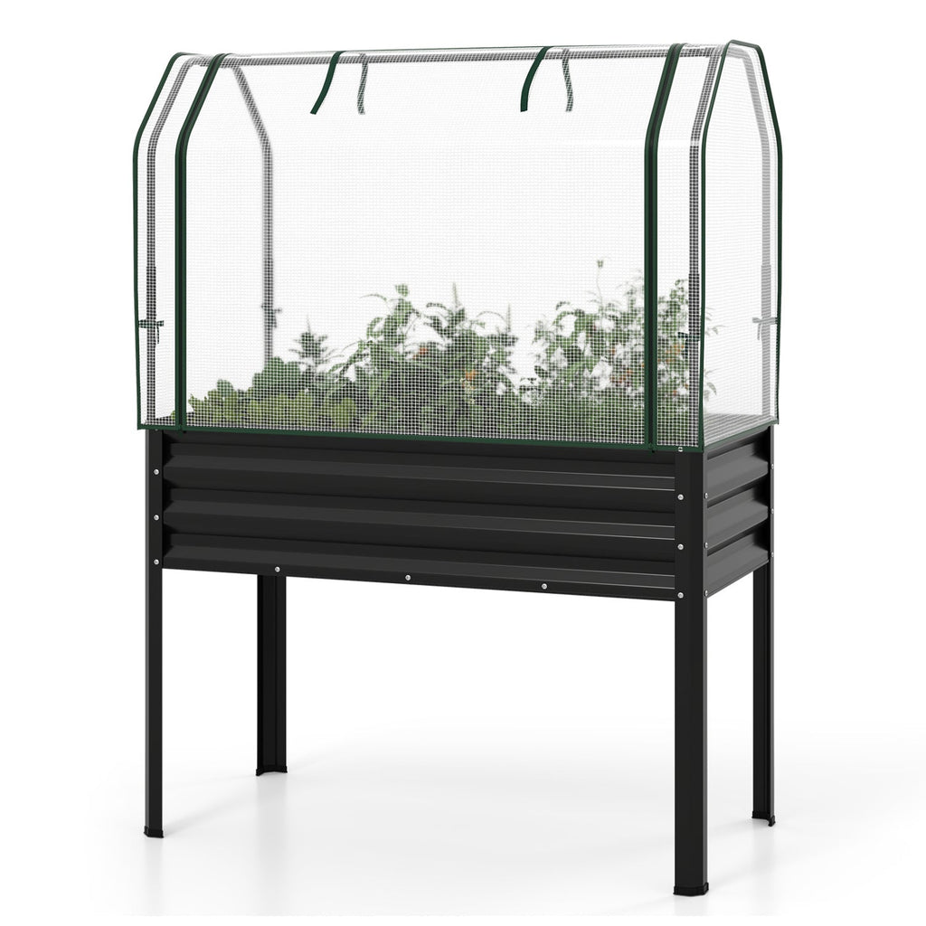 Galvanized Raised Garden Bed with Legs and Greenhouse Cover for Vegetable Flower, view 5