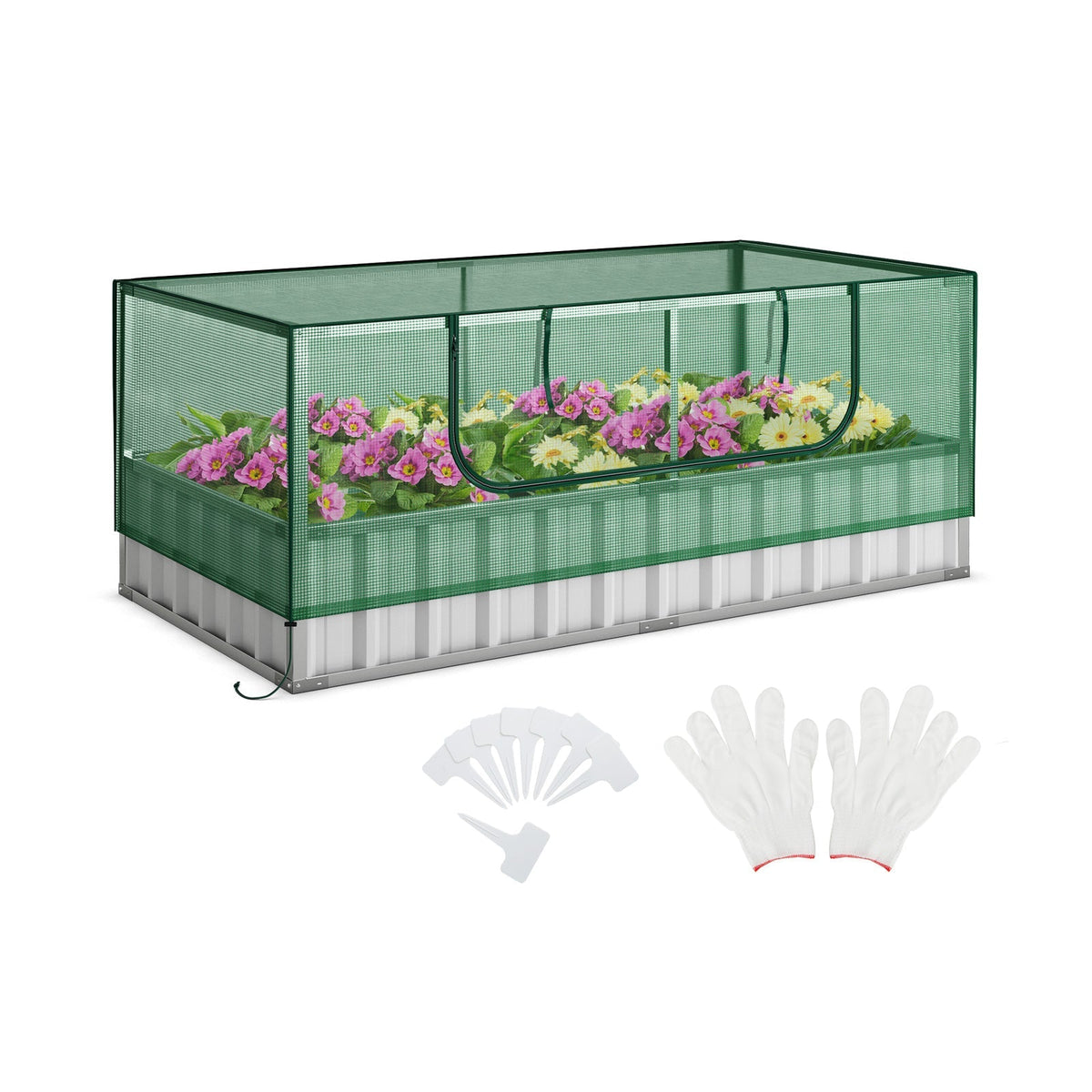 Galvanized Raised Garden Bed with Greenhouse Cover, view 2