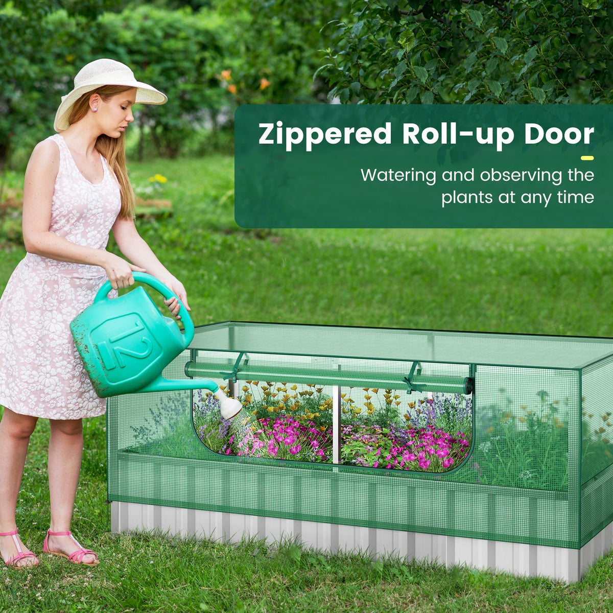 Galvanized Raised Garden Bed with Greenhouse Cover, view 5
