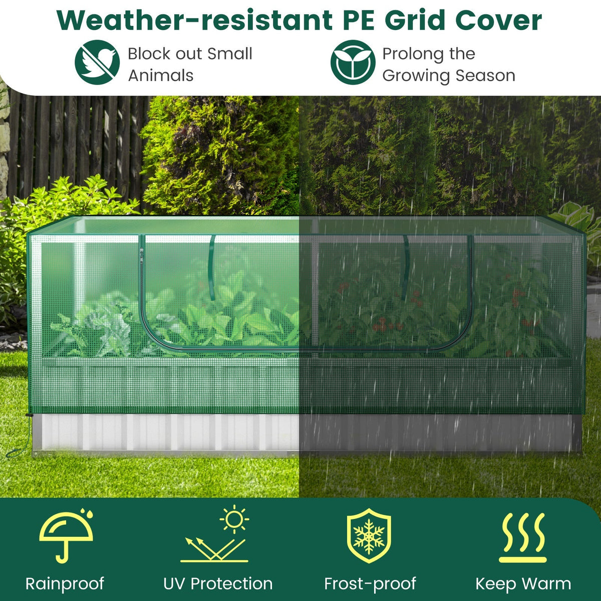 Galvanized Raised Garden Bed with Greenhouse Cover, view 6