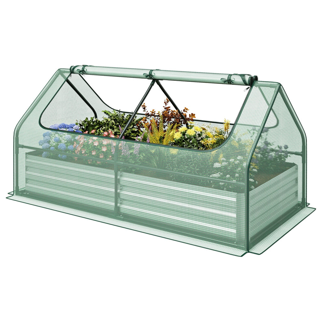 6 x 3 x 3 Feet Galvanized Raised Garden Bed with Greenhouse, view 7