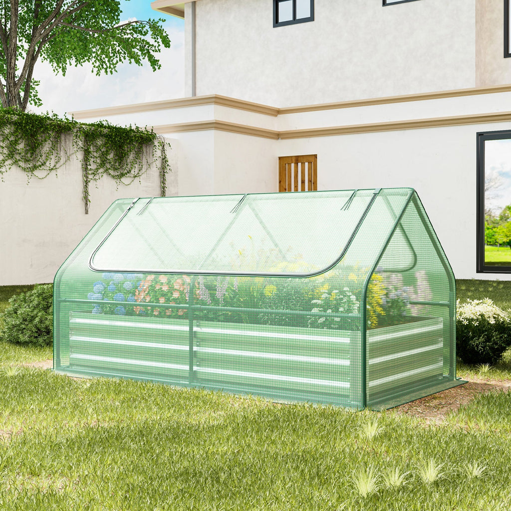 6 x 3 x 3 Feet Galvanized Raised Garden Bed with Greenhouse, view 11