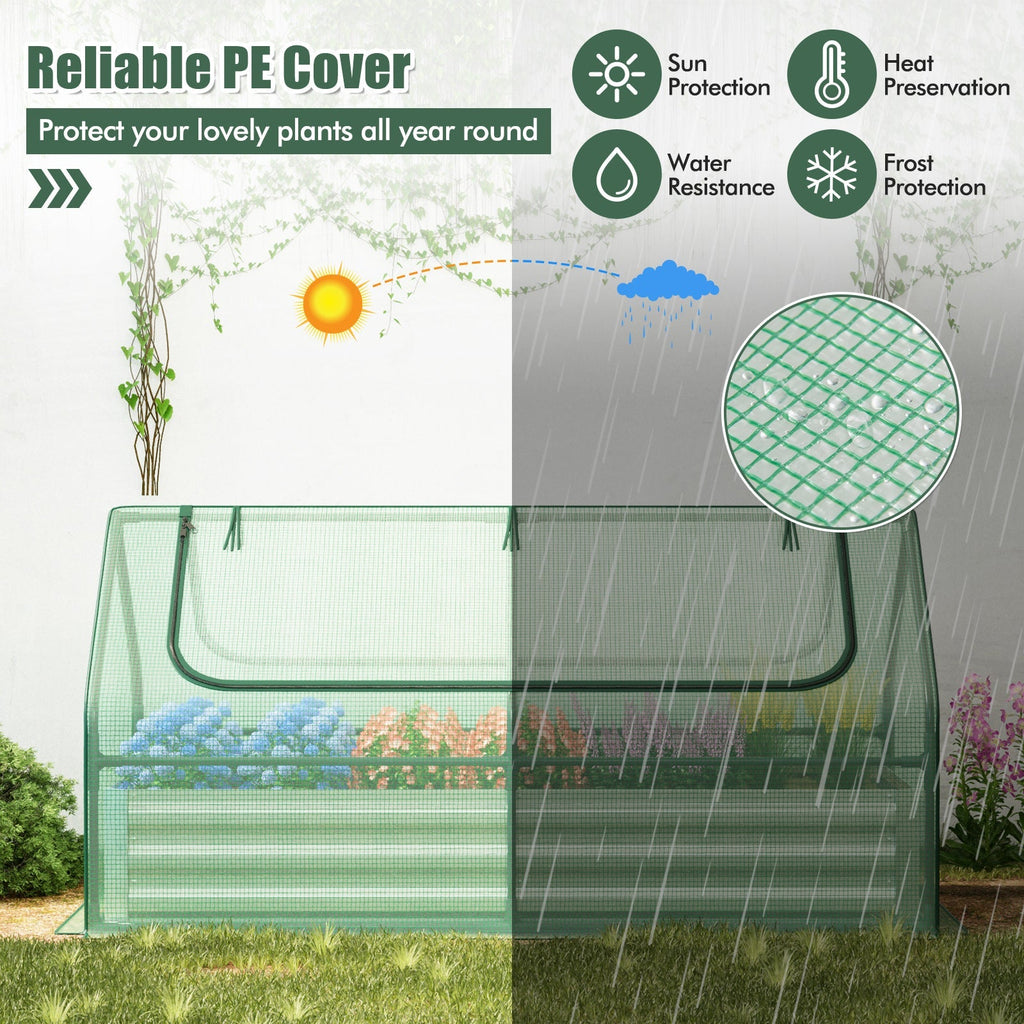 6 x 3 x 3 Feet Galvanized Raised Garden Bed with Greenhouse, view 13