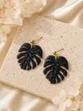 Black Monstera Earrings