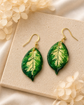 Hoya Variegated Leaf Dangle Earrings