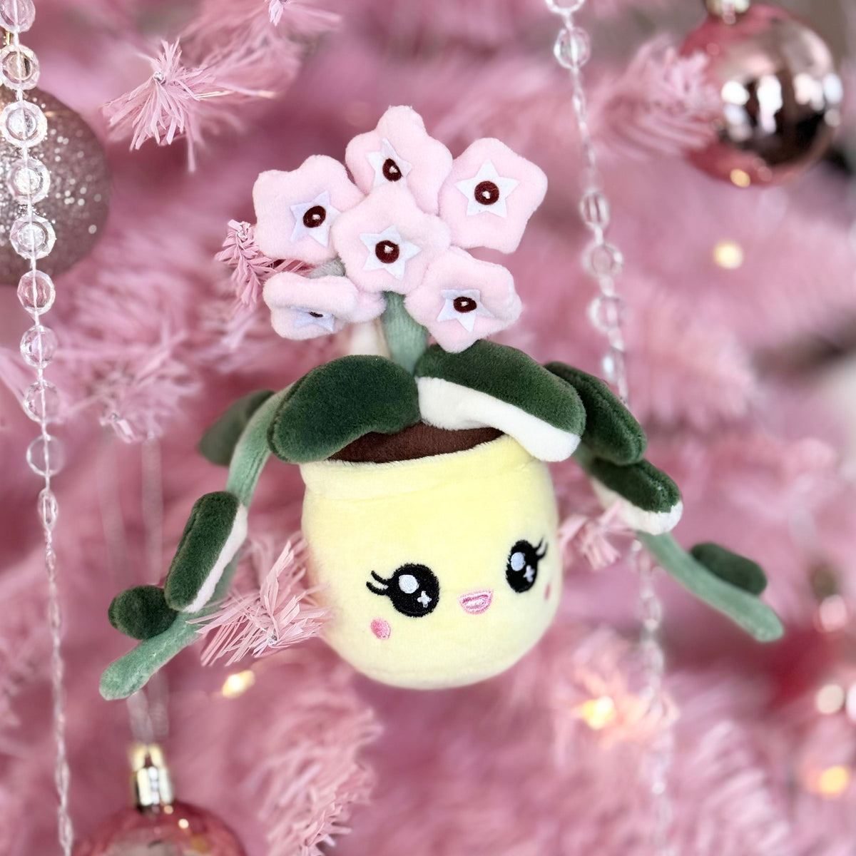 Hoya Carnosa ‘Krimson Queen’ Plush Keychain – 5 inch Variegated Houseplant Bag Charm, view 2