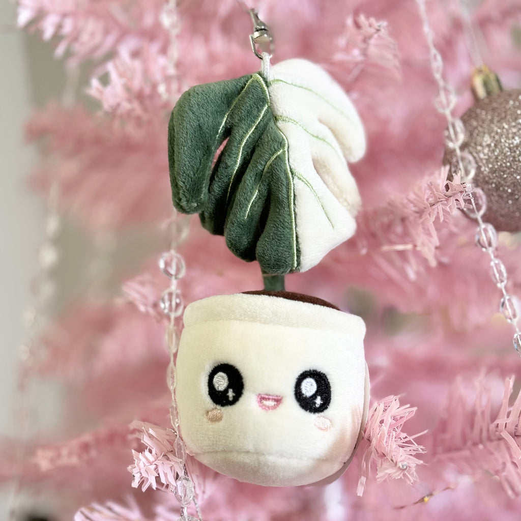 Monstera Albo plush keychain, view 3