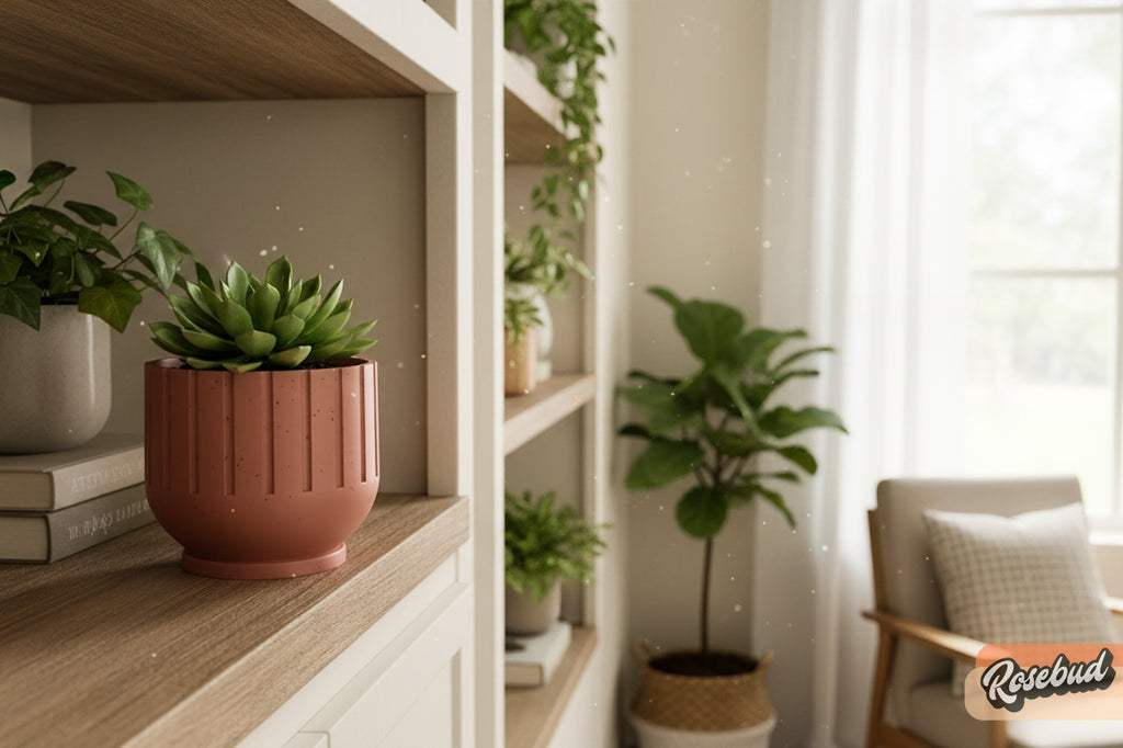 Modern Indoor Planter with Drainage – 3D Printed Fluted Plant Pot, Vertical Ribbed Design, Minimalist, view 13
