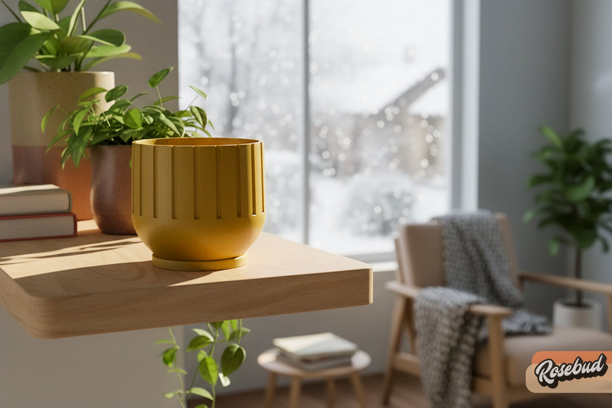 Modern Indoor Planter with Drainage – 3D Printed Fluted Plant Pot, Vertical Ribbed Design, Minimalist, view 14
