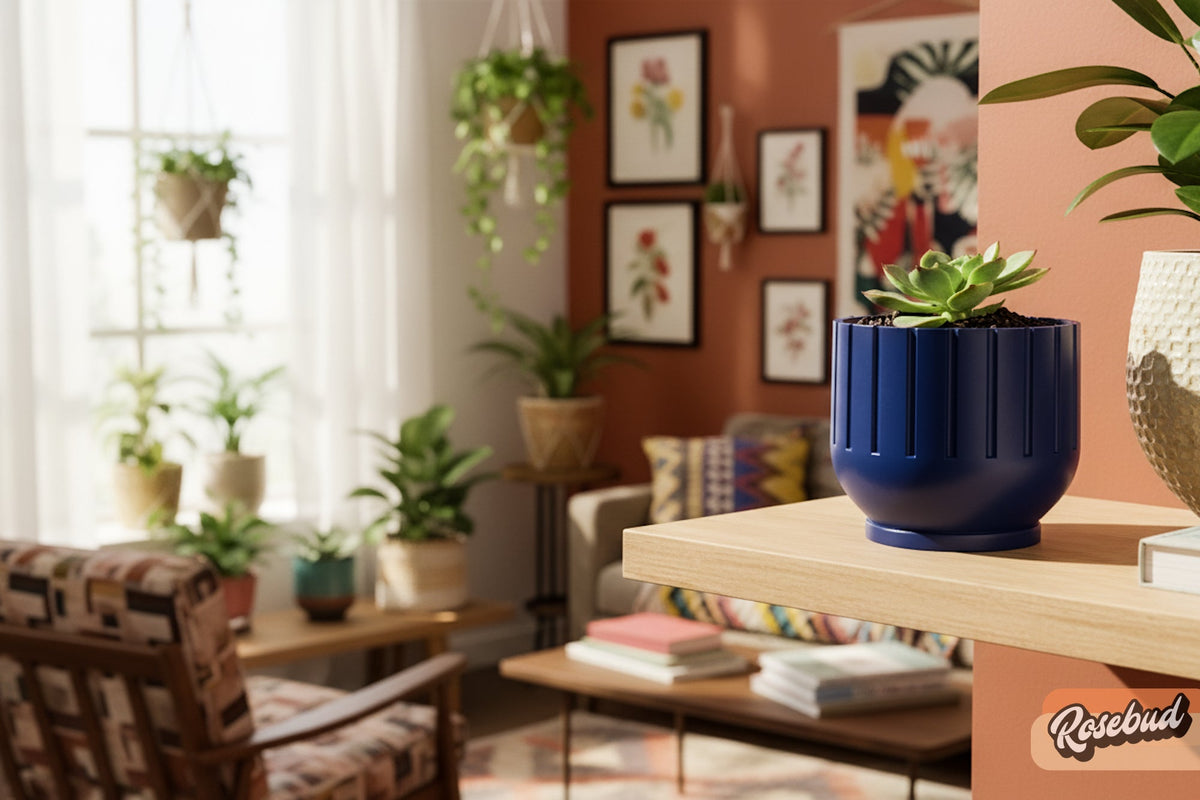 Modern Indoor Planter with Drainage – 3D Printed Fluted Plant Pot, Vertical Ribbed Design, Minimalist, view 8