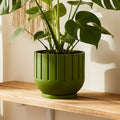 Modern Indoor Planter with Drainage – 3D Printed Fluted Plant Pot, Vertical Ribbed Design, Minimalist