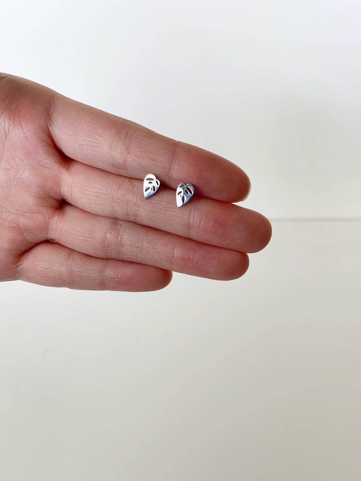 Monstera Adansonii Metal Stud Earrings, view 6
