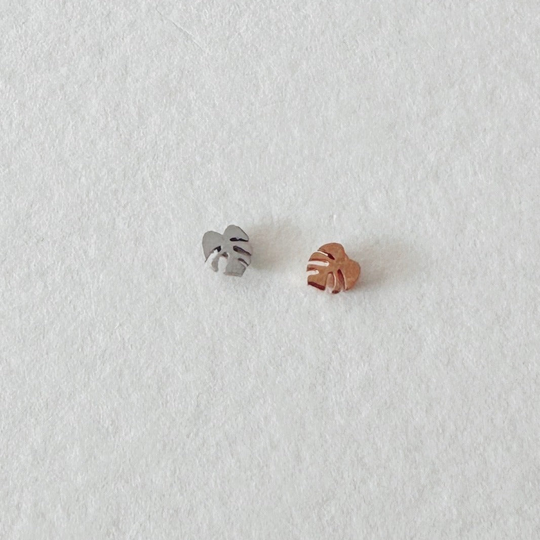 Flat Back- Teeniest Tiniest Monstera Deliciosa Earring Studs, view 10