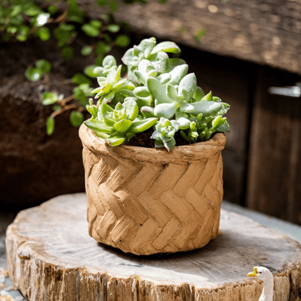 Bamboo Looking Cement Planter, view 6