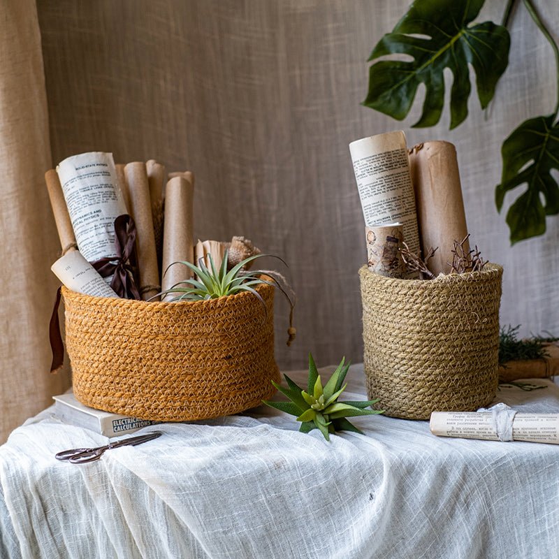 Cotton Rope Woven Basket Desktop Organizer, view 2